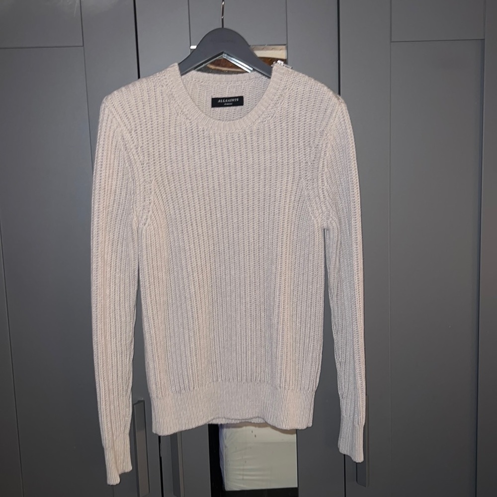 Mens AllSaints Leather Shoulder Zip Up. (FLAGG CREW) Size X Small.